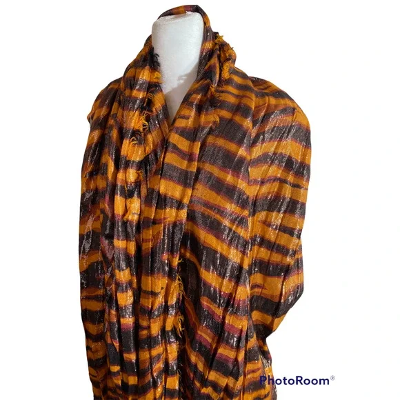 Sold Louis Vuitton Stephen Sprouse Tiger Print Metallic Stole Scarf Dust Bag - Picture 3 of 4